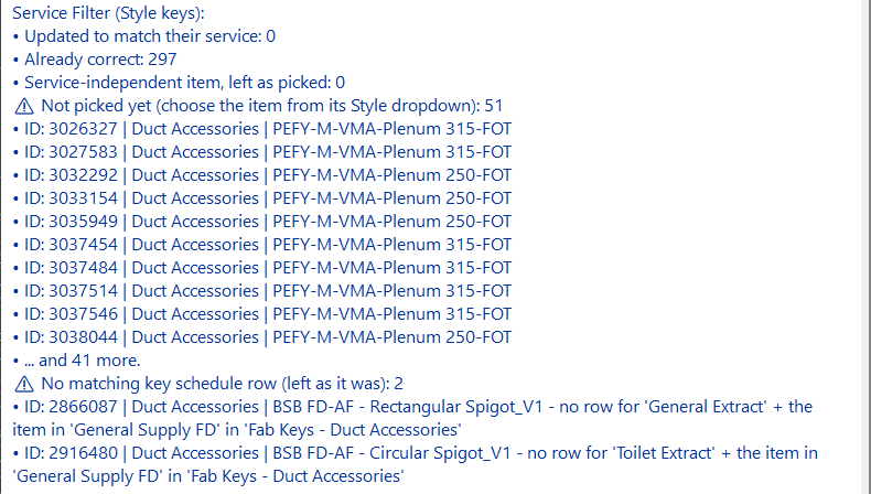 Service Filter (Style keys)