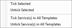 Right-click menu on a service